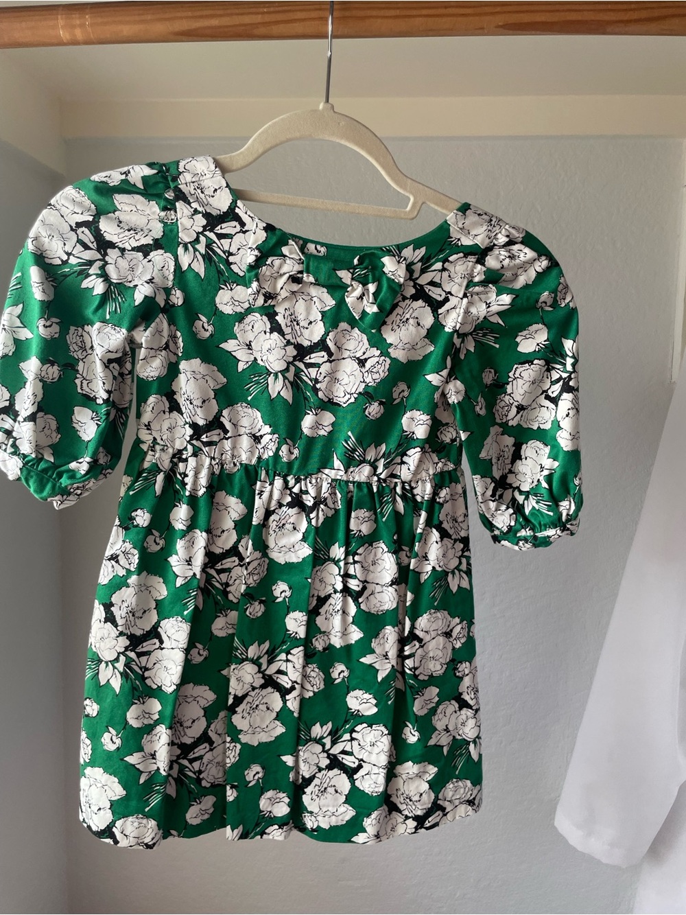 Janie and Jack Emerald Green Floral Puff-Sleeve Dress